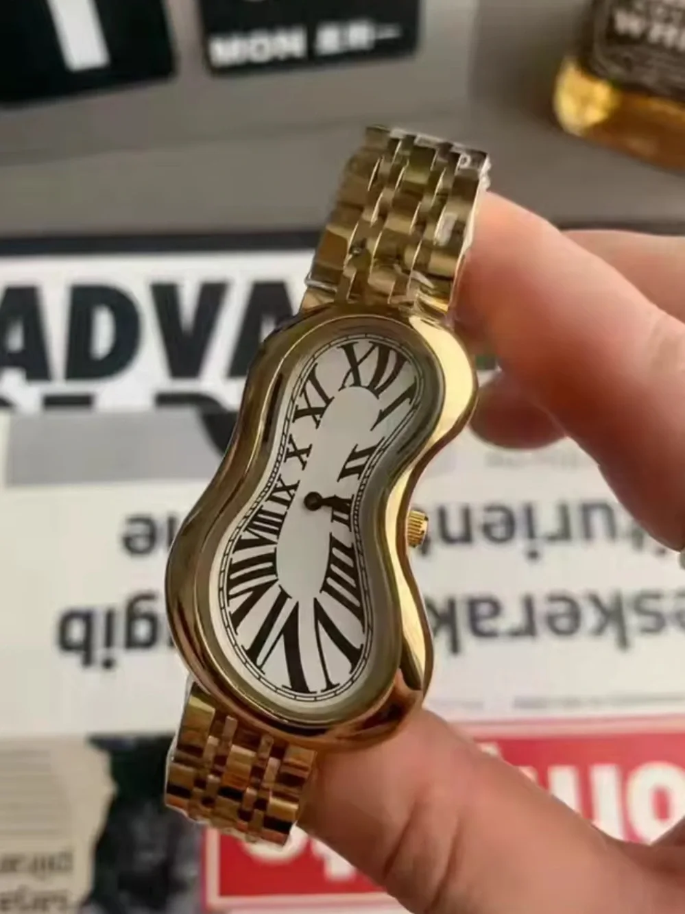 Nordstrom Baby Gold Surrealist Melted Dial Bracelet Watch